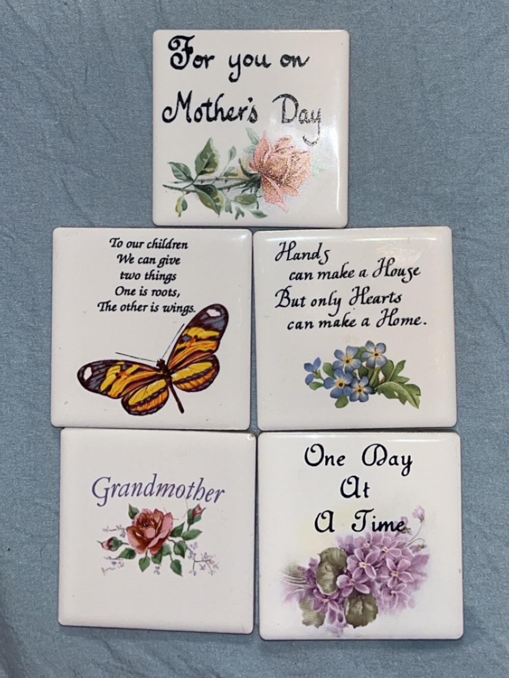Decorative Floral & Sentiment Magnet Tile Set - Mother's Day / Grandmother